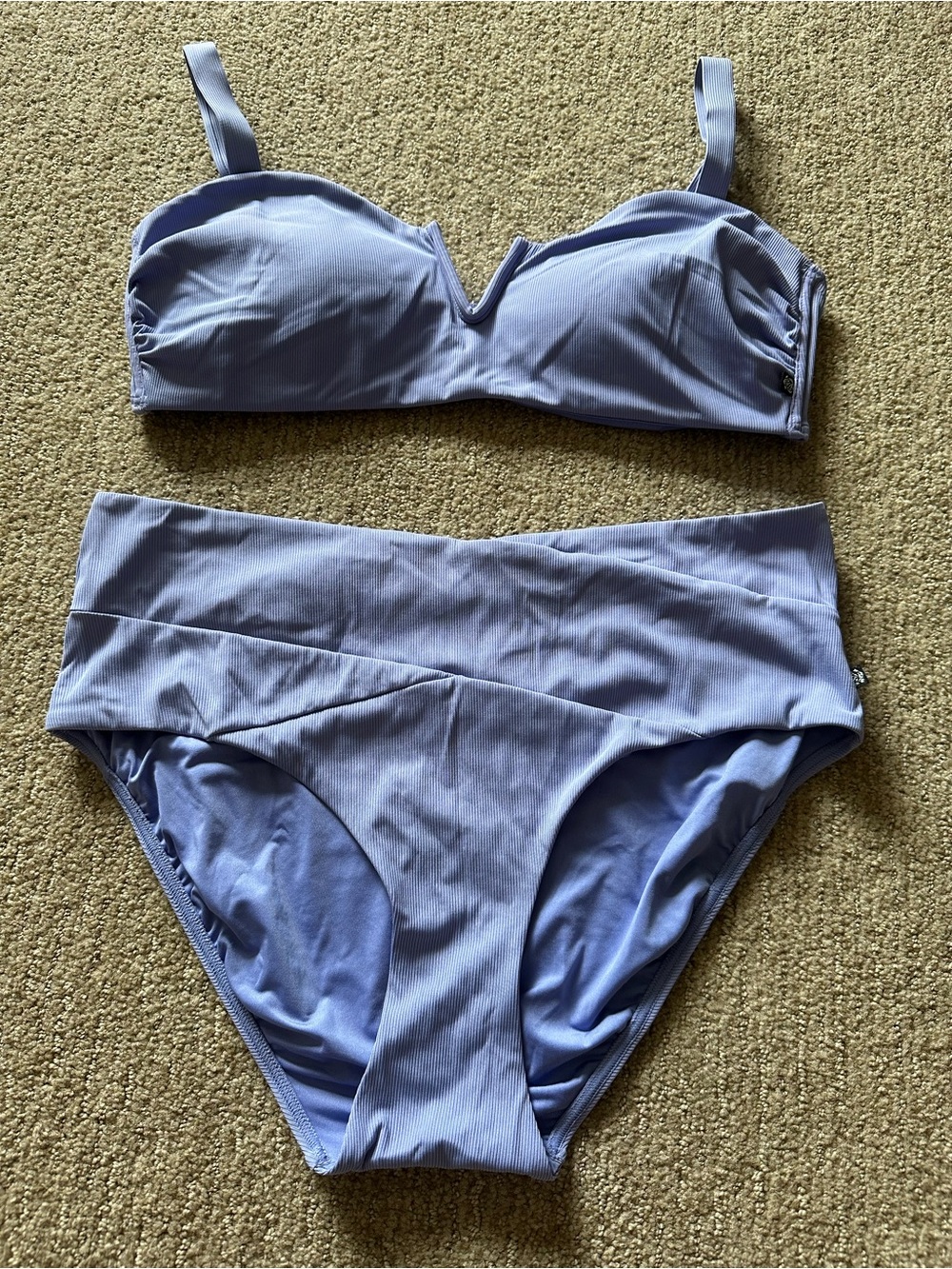 NWOT Aqua La Vie en Rose Periwinkle Swimwear Top and High-Waisted Bottoms XL/XXL